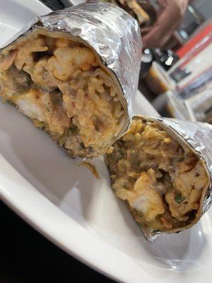 Shrimp and steak burrito