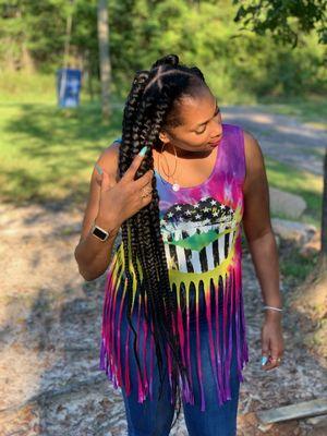 Jumbo box braids price varies at Brina's Styles And Smiles Salon