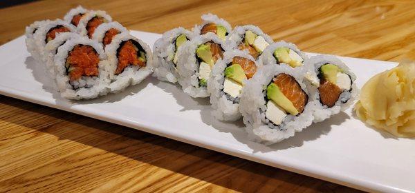 Philadelphia Roll and Spicy Tuna Roll