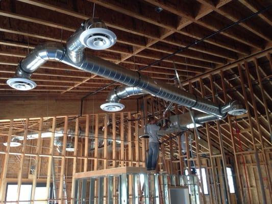 Expose ducts installation in Trancas Cayon Malibu