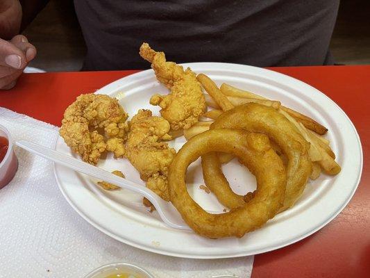 Fried lobster half plate ... already ate half the fries and half the fried lobster.