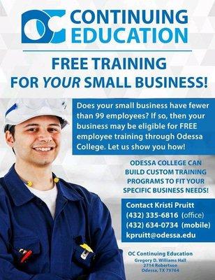 Free Training for Small Business team up with Odessa College