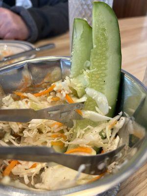 Coleslaw and pickles