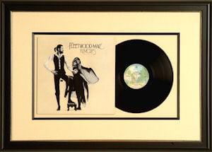 Classic Fleetwood Mac album floated and double matted with clean black frame.