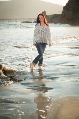 I really enjoy beach at sunset photography.  Fabulous pose, Stephany.