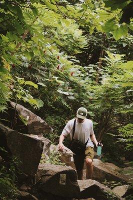 Part of the longer trail was very rocky. As beginners, we found this to be physically challenging.