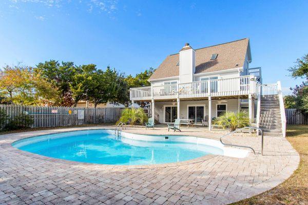 Sea-esta is an oceanview vacation rental in Emerald Isle with amenities that include a pool, game room, spacious decks and more.