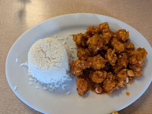 Orange chicken and rice