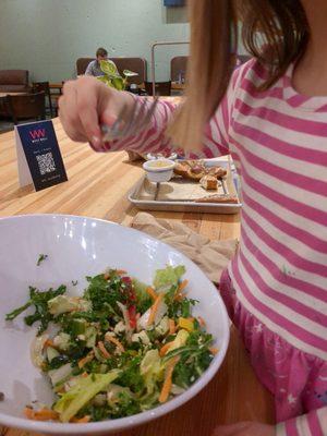 Tofu salad and pretzel. Both the salad and pretzel were huge! Made the cost seem more reasonable.