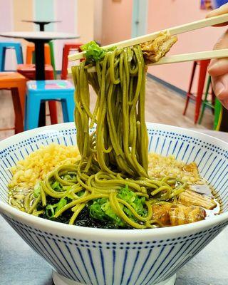 Green Tea Soba Noodles Soup , made with Matcha & Buckwheat