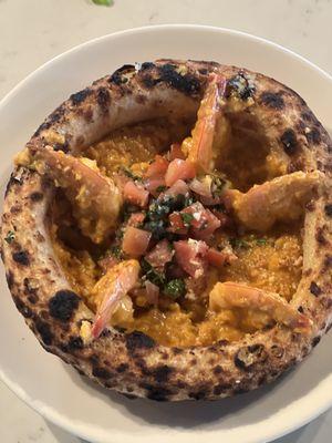 Our signature Figo pizza bowl with shrimp and lobster sauce, bruschetta lots of garlic, delicious.