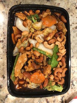 Chicken with vegetables. Added cashews