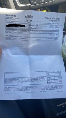 1st invoice from first visit.