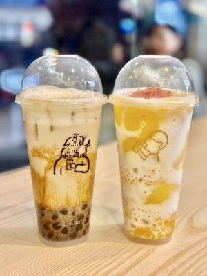 Brown Sugar Boba Milk (left) and Mango Grapefruit Boom (right)