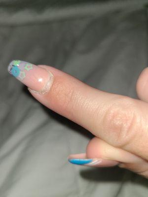 One of my super glued nails