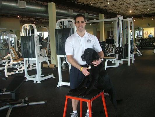 Ella the gym mascot is always ready to greet you as the enter the gym