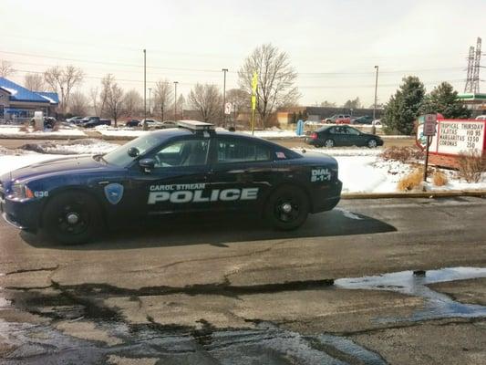 I had no idea the police are excluded from the "no parking" ordinance while having lunch! And yes, he was eating, not working.