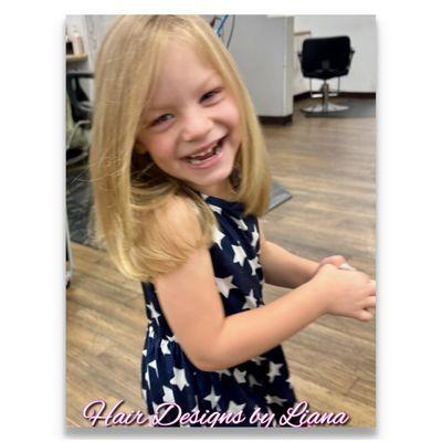 First big-girl haircut & blow-out on almost 4 yr old sweetie!