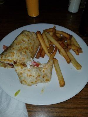 Chicken Bacon Ranch Wrap with a 1/2 order fries