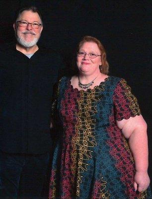 Jonathan Frakes "Will Riker" on Star Trek the Next Generation. He said what a fancy dress.