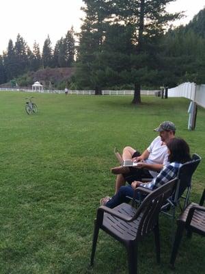 Enjoying the view as the children play.