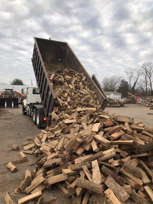 Clean kiln-dried firewood being offloaded