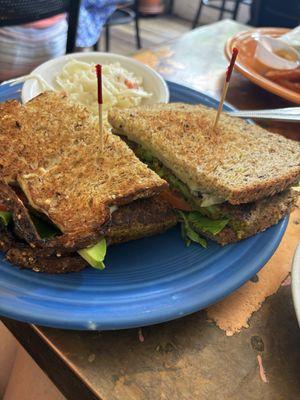 Vegetable Cutlet sandwich with Cole slaw