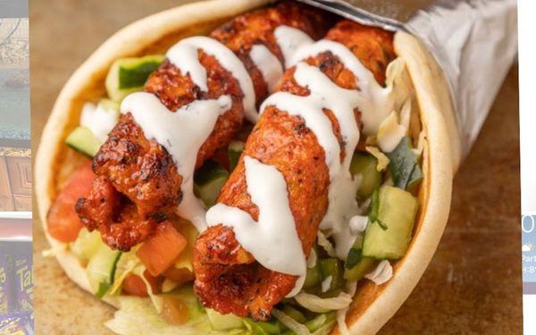 KABOB GYRO
 
 Kabob gyro with salad and choice of your sauces