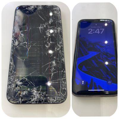 iPhone 11 broken screen replacement.