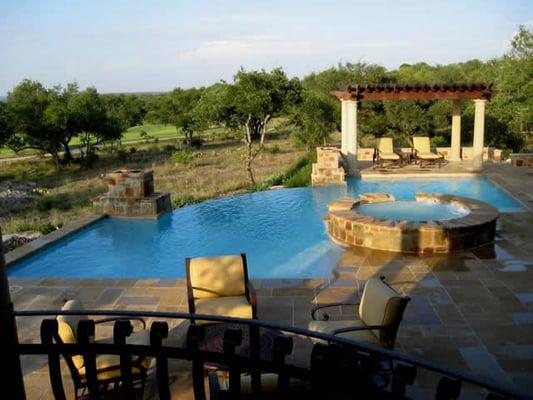 Cordillera Ranch, Texas   22,588 Gallon Custom Gunite Pool with Spa & Water Feature  16' X 50' Pool with Leuder Stone rockwo...