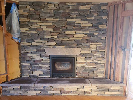 Fireplace stone refacing