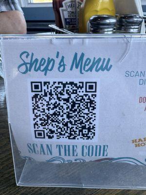 QR Code takes you directly to the menu.