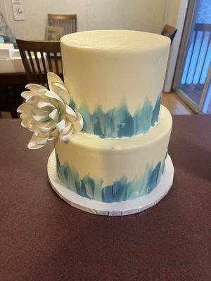 Beautiful cake done for my daughter's bridal shower. It was all in buttercream which made it very tasty but it looked perfect.