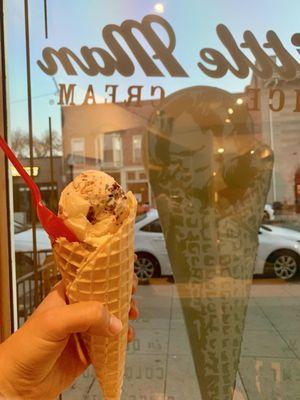 Buttermilk Cupcake & Salty O in the waffle cone!