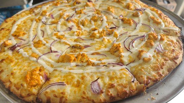 Buffalo chicken pizza.