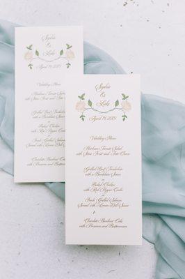 Spring Wedding Menu