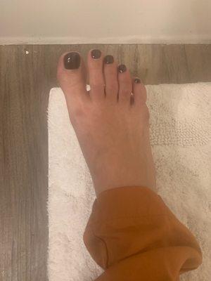 Pedicure with gel polish.