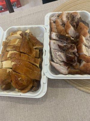 Chinese roast pork and soy sauce chicken