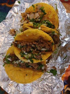 Lengua and buche tacos.