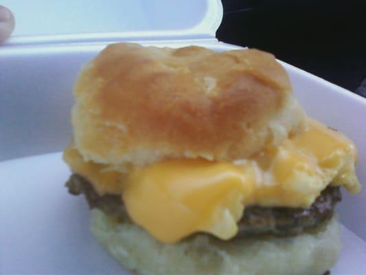 Egg, cheese, and sausage biscuit