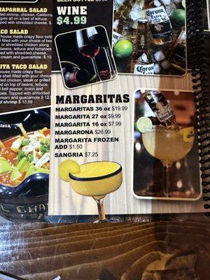 27oz Margarita Menu Price