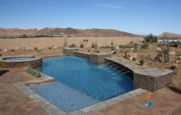 Pool designed and constructed by Paragon Pools Las Vegas. Image copyright -all rights reserved.