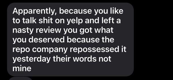 A message showing they towed my car illegally