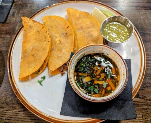 Birria tacos, no cheese and lacked flavor.