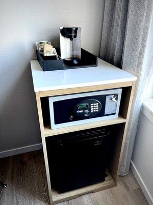 Mini fridge and coffee maker