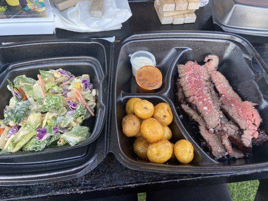 Churrasco, Papas Criollas, Southwest Salad