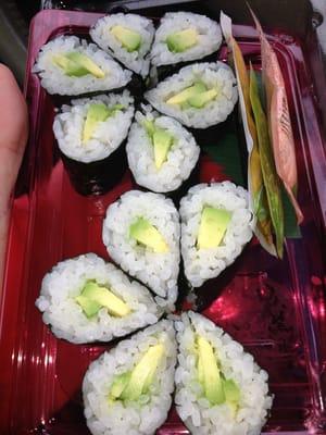 12 pieces of avocado maki for ~5.00. Light yummy lunch out and about.