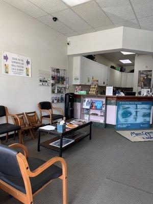 A view of our waiting room where we also have chairs and magazines for children at All About Eyes Family Optometry!