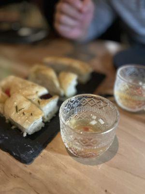 Focaccia and spiced tea