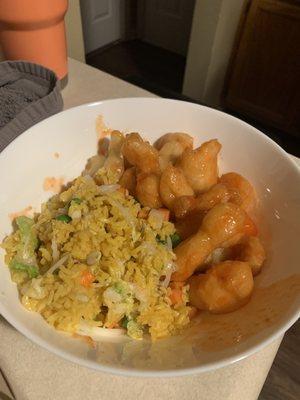 49. Sweet and Sour Chicken & 21. Vegetable Fried Rice